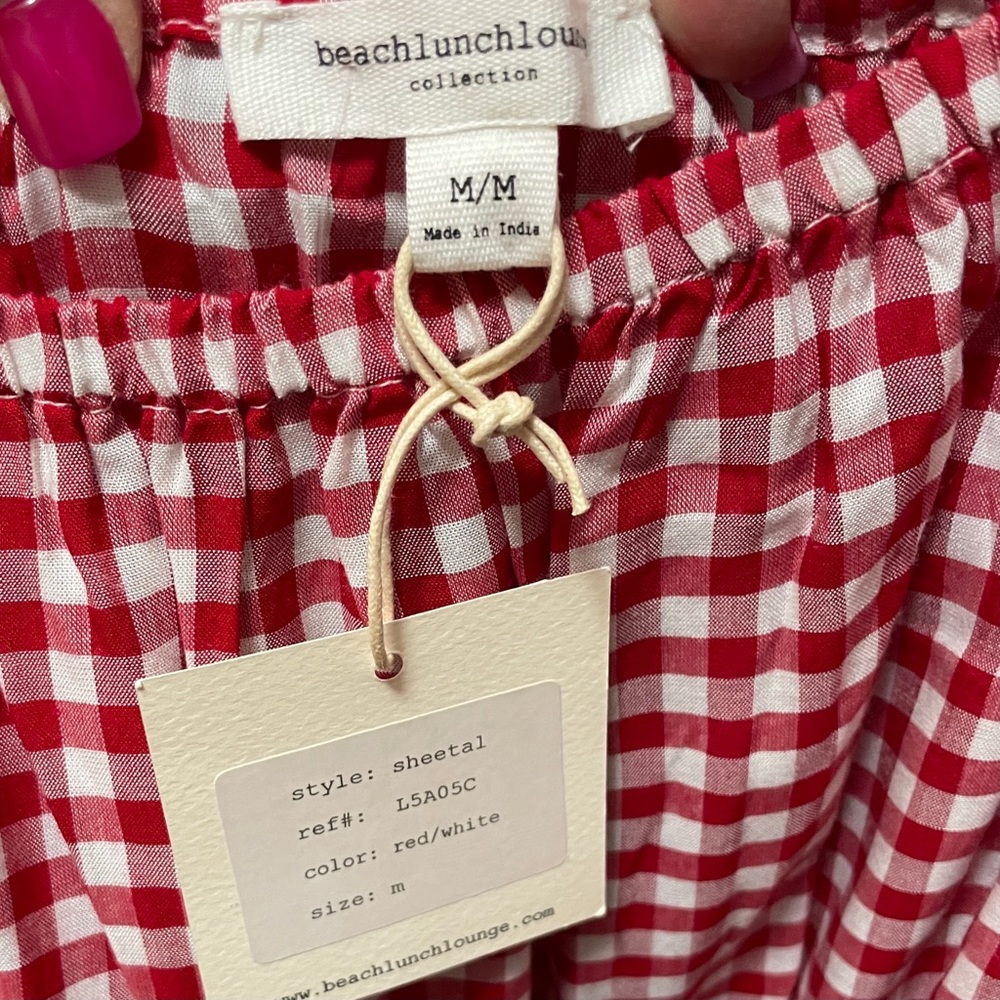 Red Gingham Ruffle Sleeve Top - Picture 3 of 8